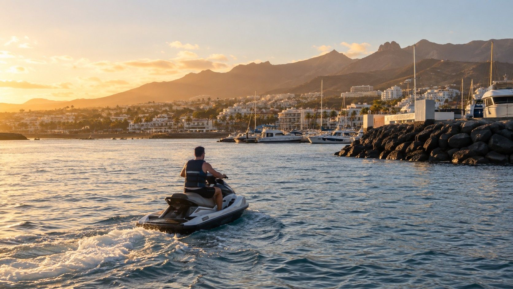 Jet ski al final de la tarde en Costa Adeje
